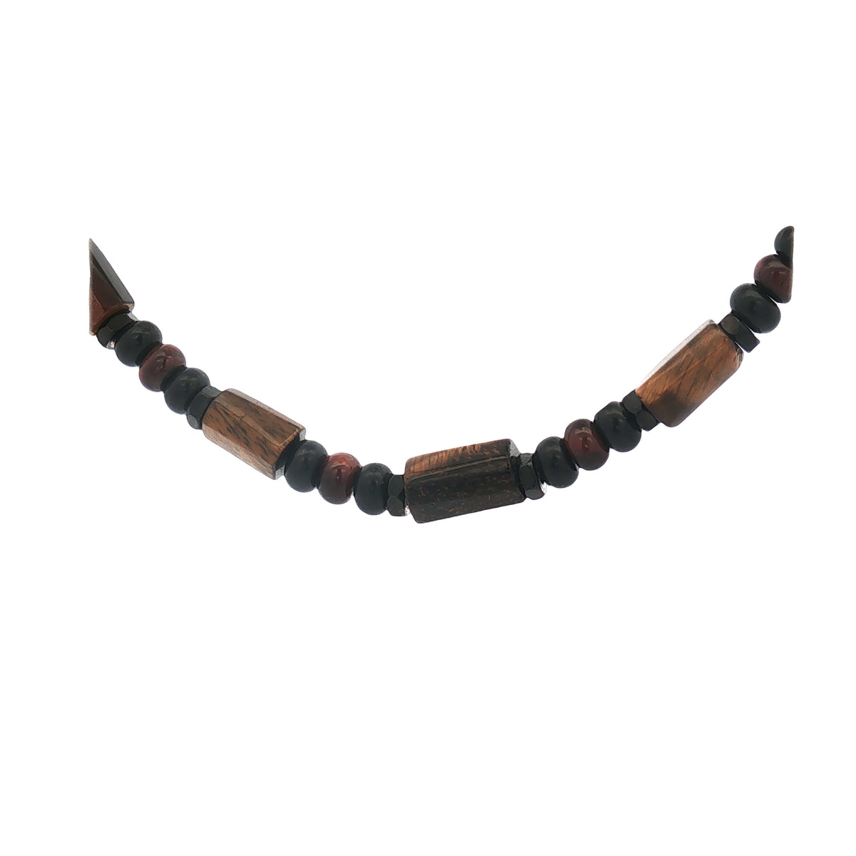Collar Negro Acero Con Piedra