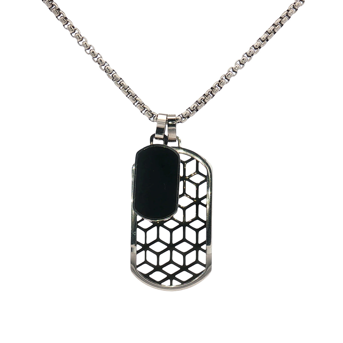 Collar Acero Placa Estrellas