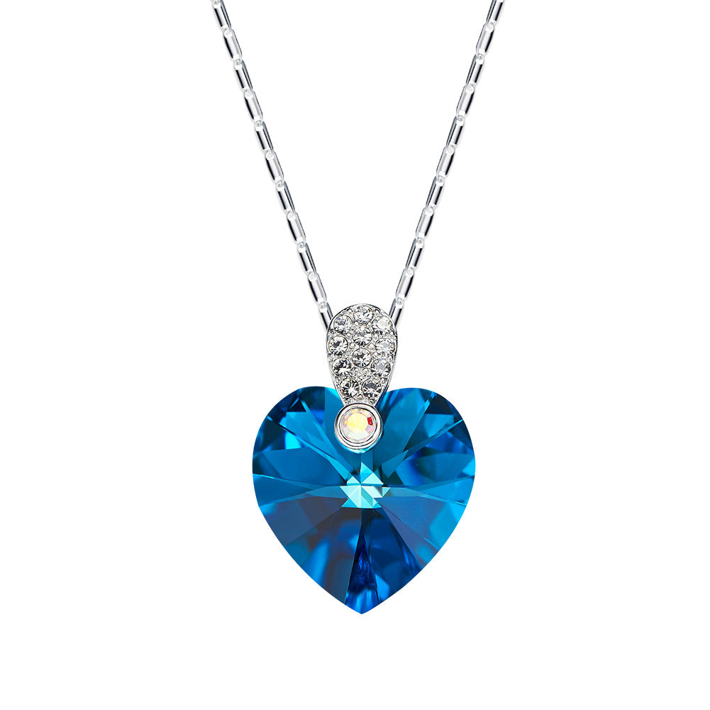Collar de plata con Dije de Corazón Azul
