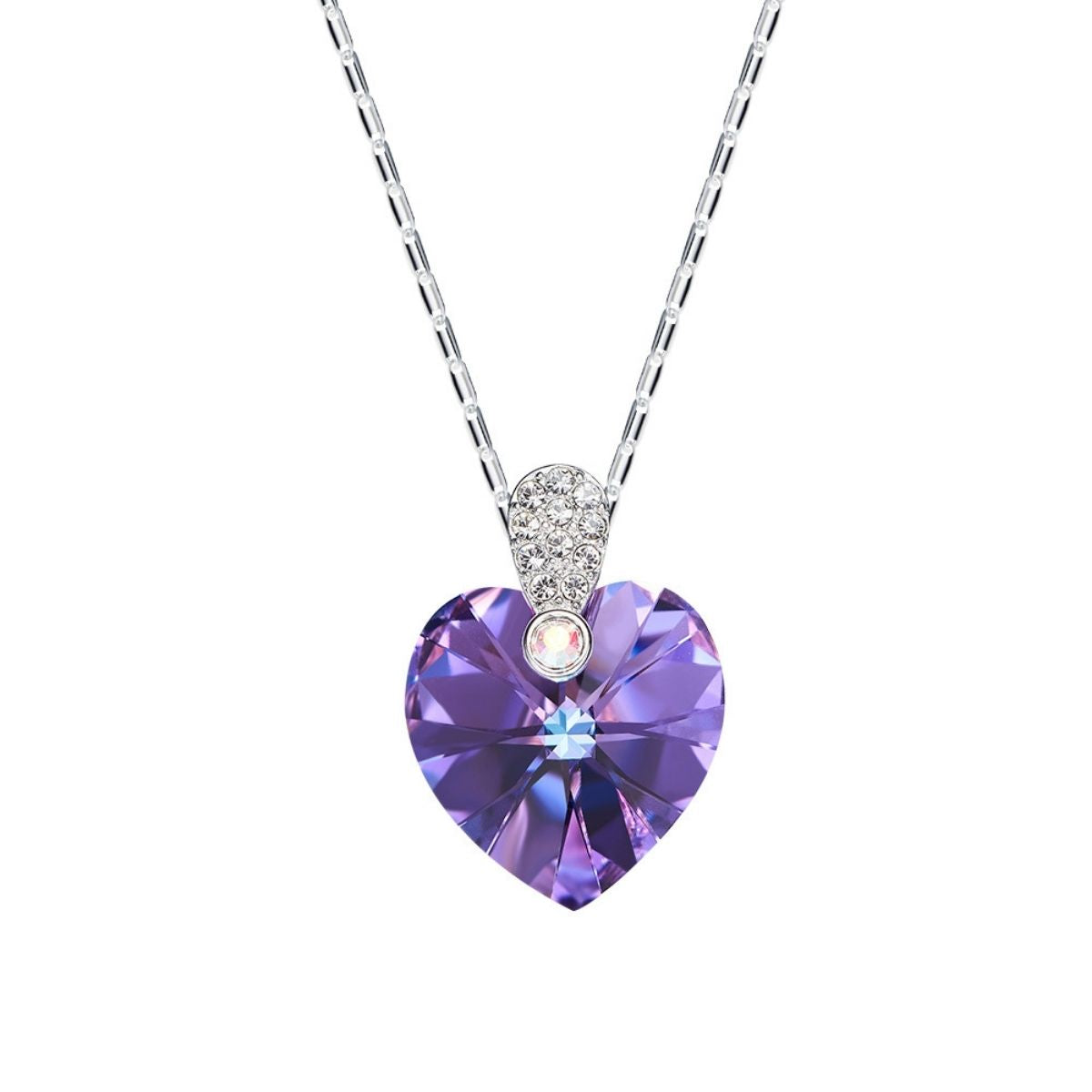 Collar de plata con Dije de Corazón Morado