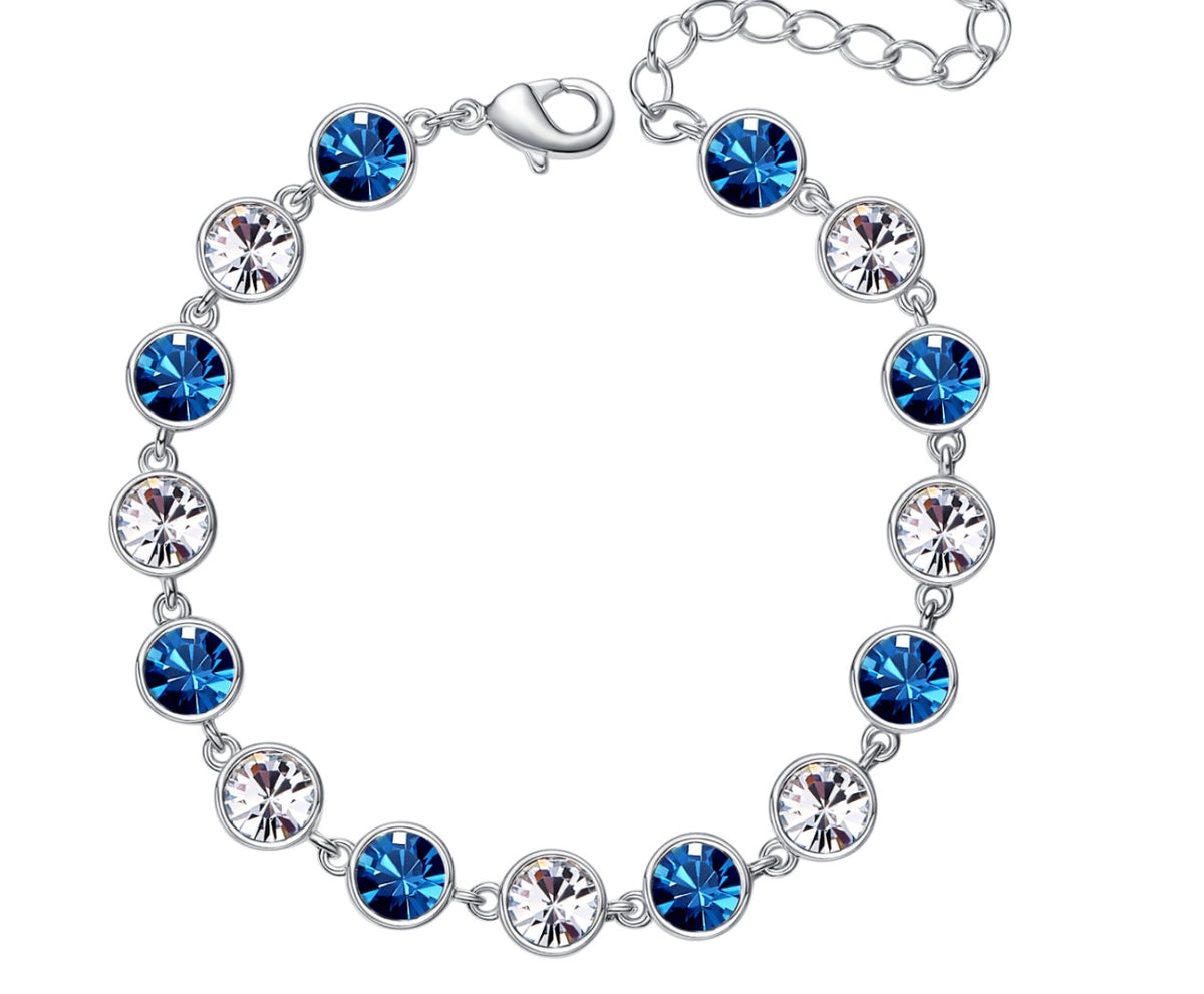 Pulsera Tenis Azúl Cristal