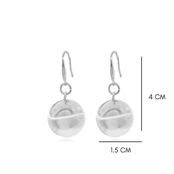 Mayfer, Aretes maxi modelo de esfera - Plateado. - Imagen 4